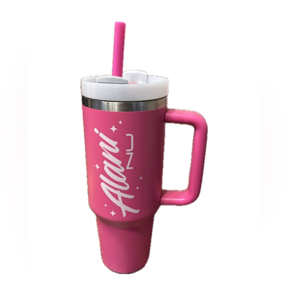 Pink Tumbler with Straw
